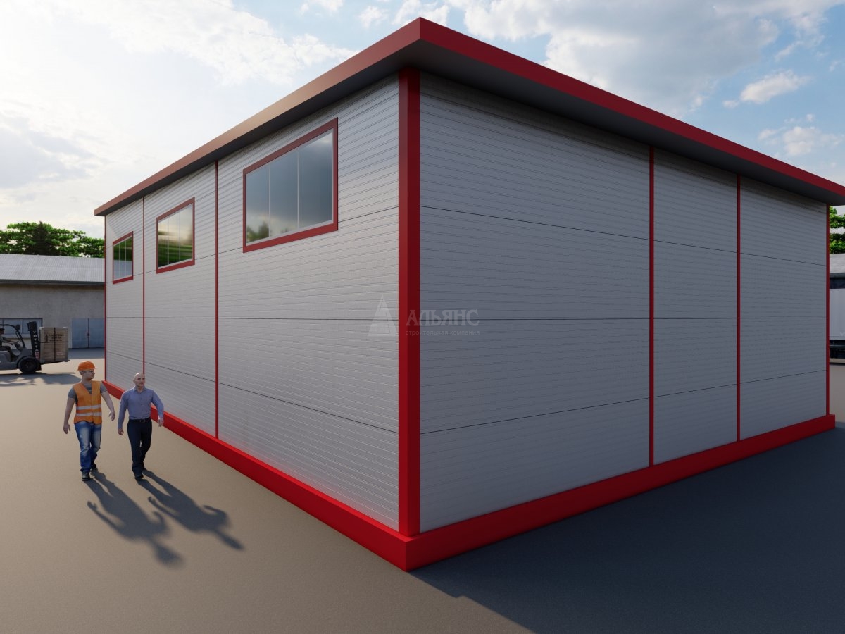 3D визуализация Проект гаража с двумя боксами из сэндвич-панелей - фото 3