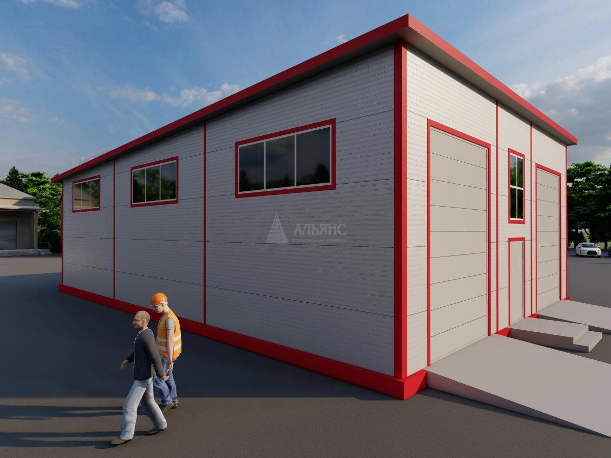 3D визуализация Проект гаража с двумя боксами из сэндвич-панелей - фото 4